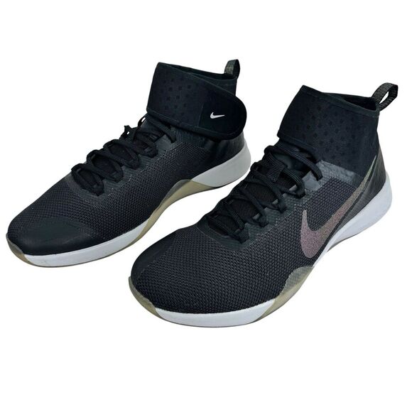 Nike Air Zoom Strong 2 Women Mid Top Sneaker 9.5 Metallic Black Crossfit Boxing - Picture 1 of 16